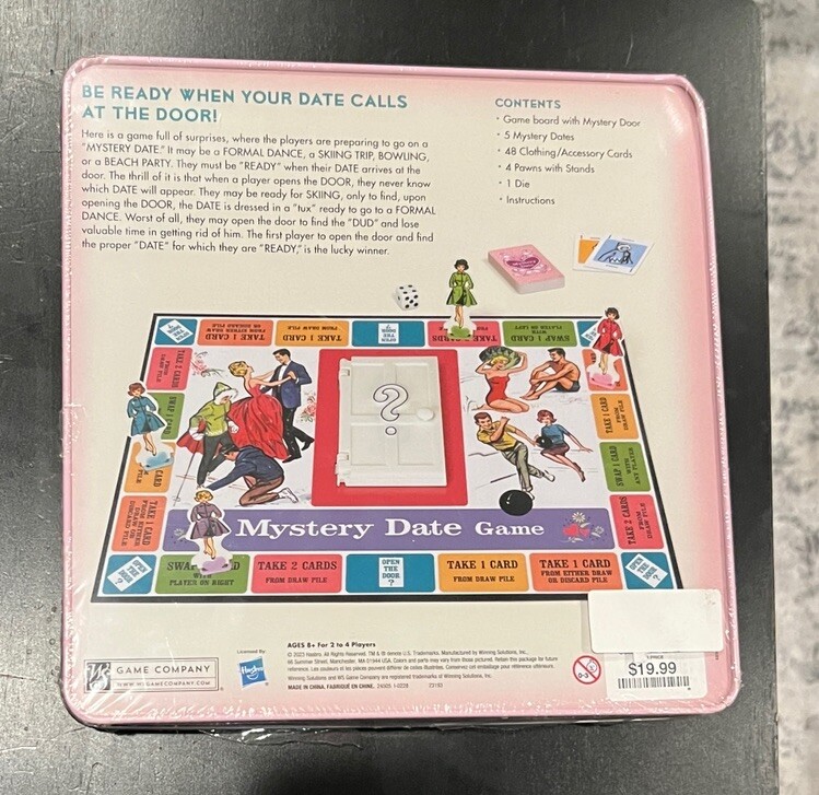 New Sealed Mystery Date Board Game Tin Nostalgia Edition Hasbro 2014