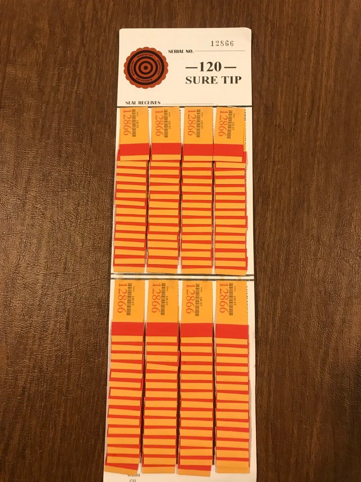 “12 ” #120 Sure Tip Board ( 01-120 ) Bingo/Jar Tickets Free Shipping USA