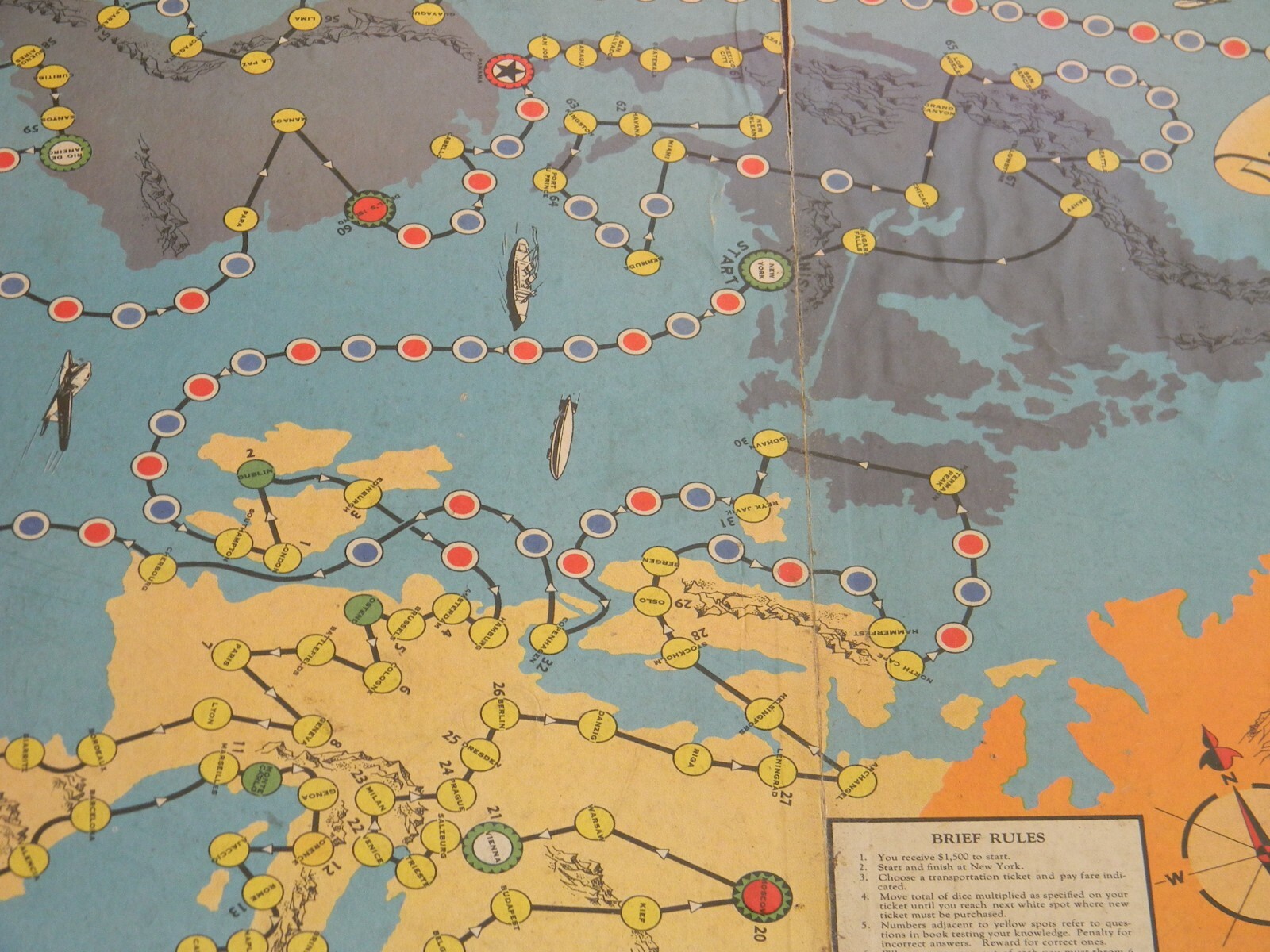Lowell Thomas Travel Game Board 30’s