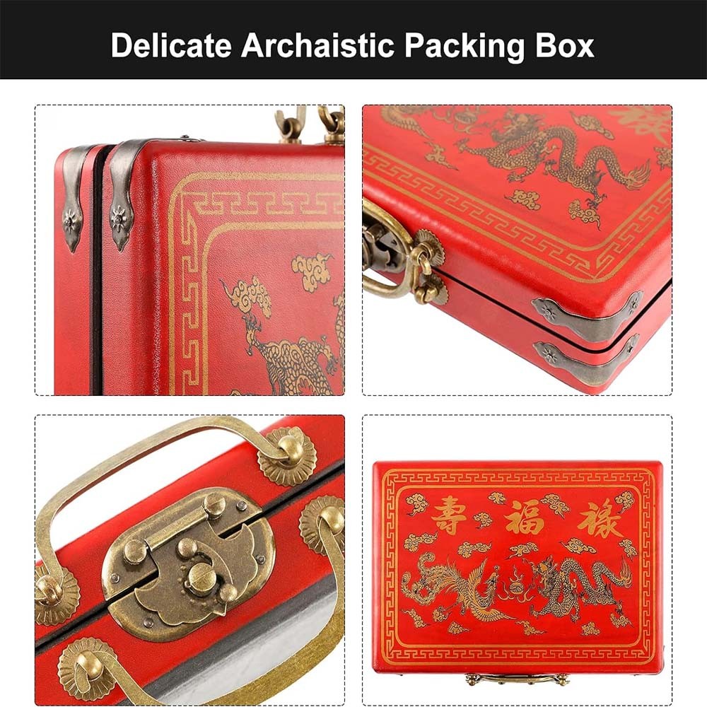 Vintage Chinese Mahjong Set Traditional 144 Tiles Mah-Jong Game Set Case Box