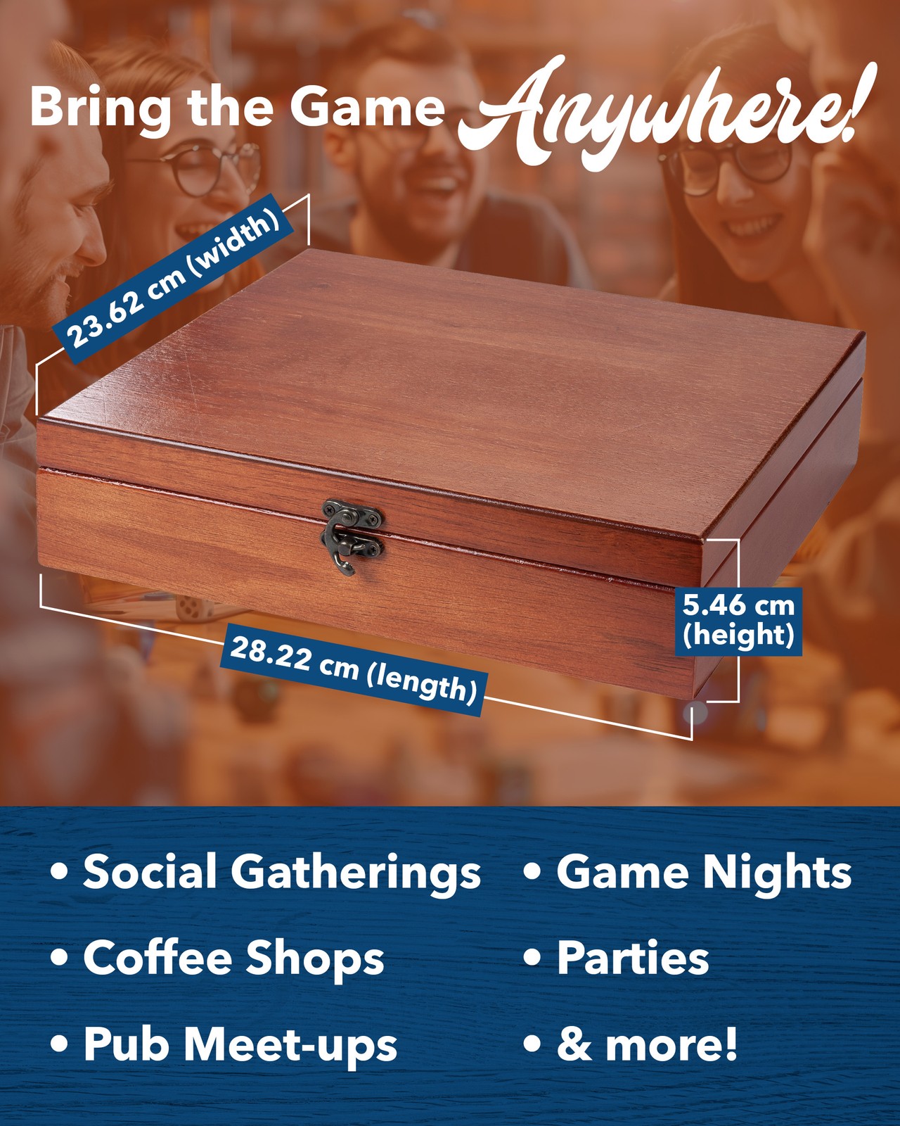 WE Games Board Game with Dice, 12 Numbers, in Cherry Stain Wood Box with Lid