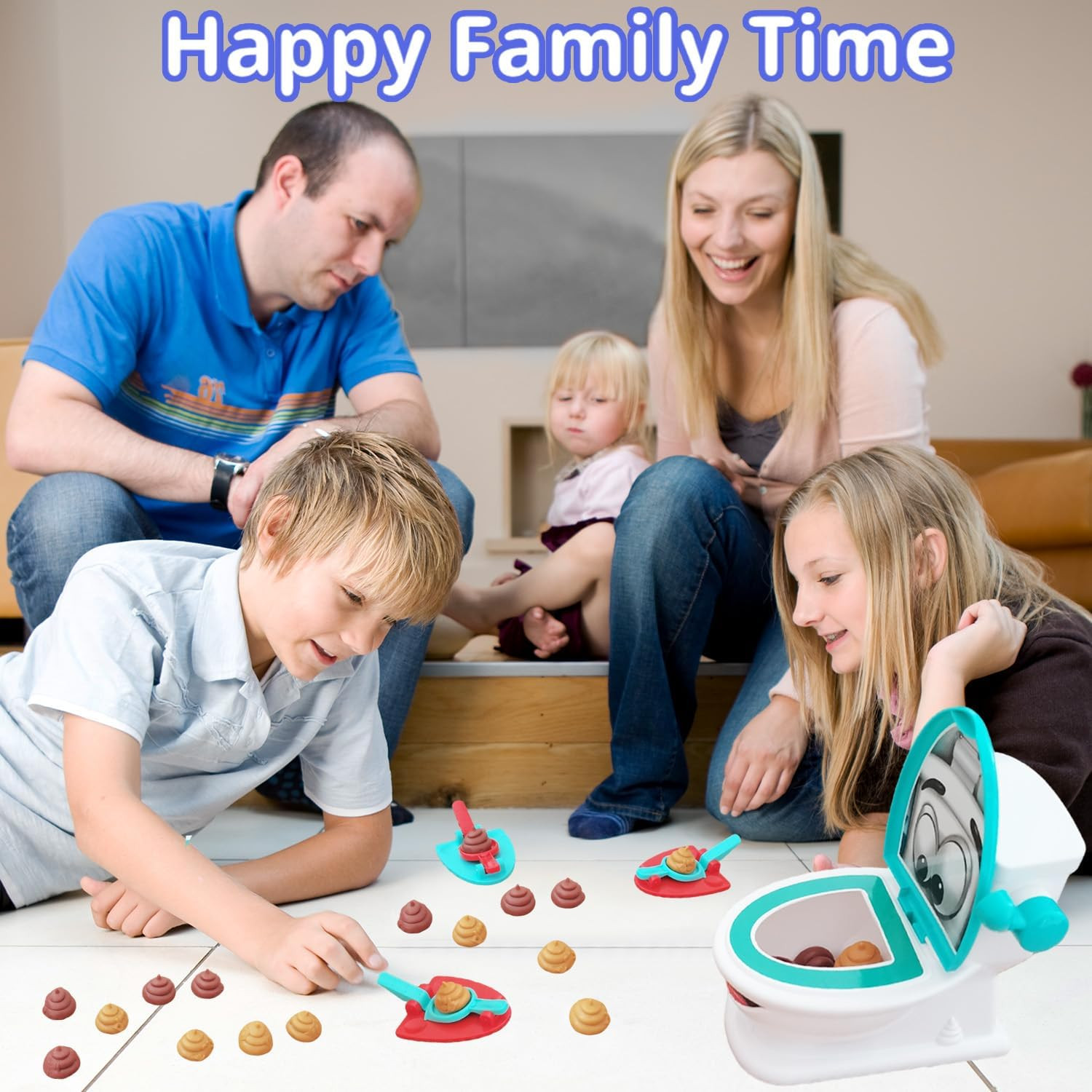 Poop Game, Funny Shooting Game, Family Board Games for Kids 4-12, with 1 Toilet
