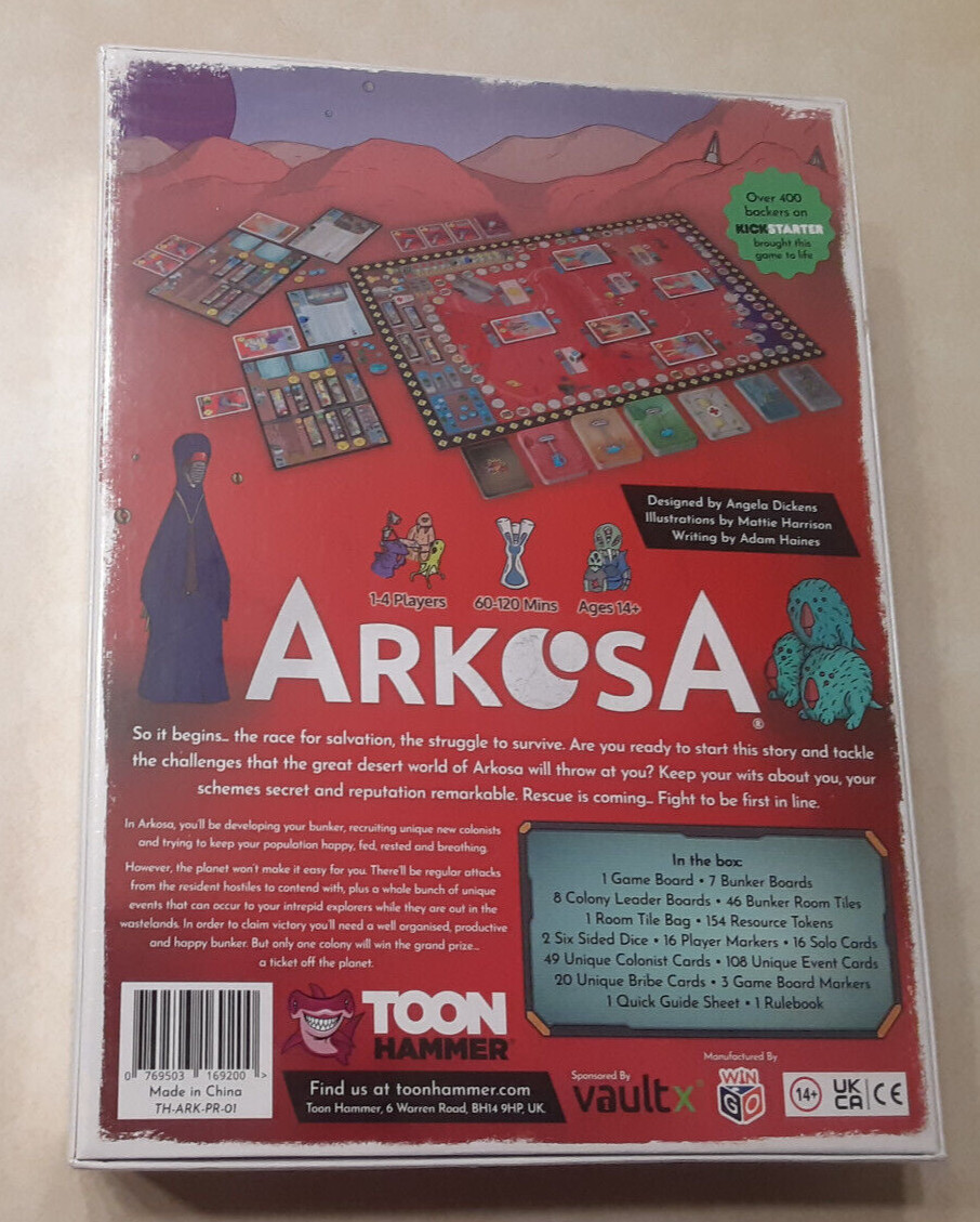 Arkosa A Bunker Building Board Game Kickstarter Exclusive Toon Hammer NEW SEALED