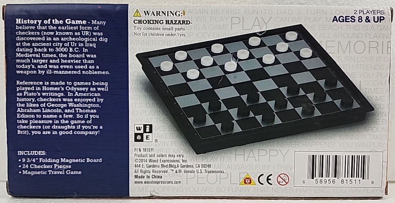WE Games Foldable Travel Magnetic Checkers Set