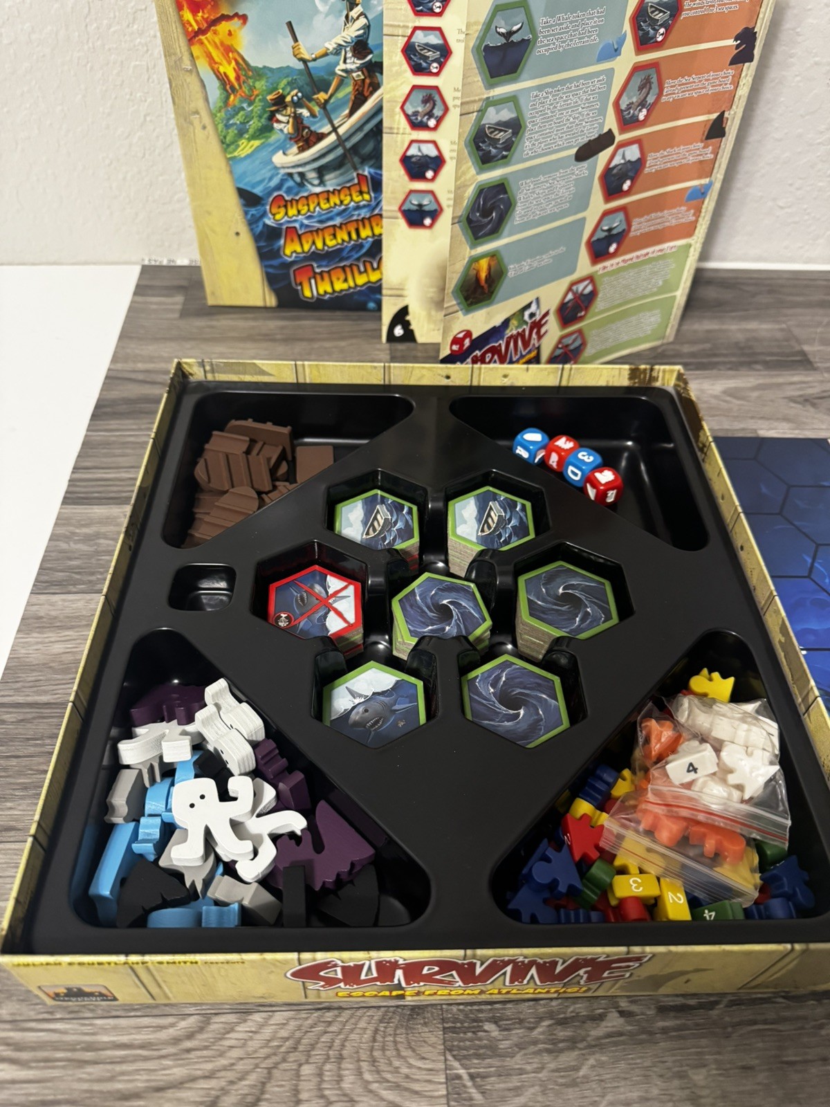 Survive Escape from Atlantis Board Game Complete Giant Squid & Dolphin Expansion