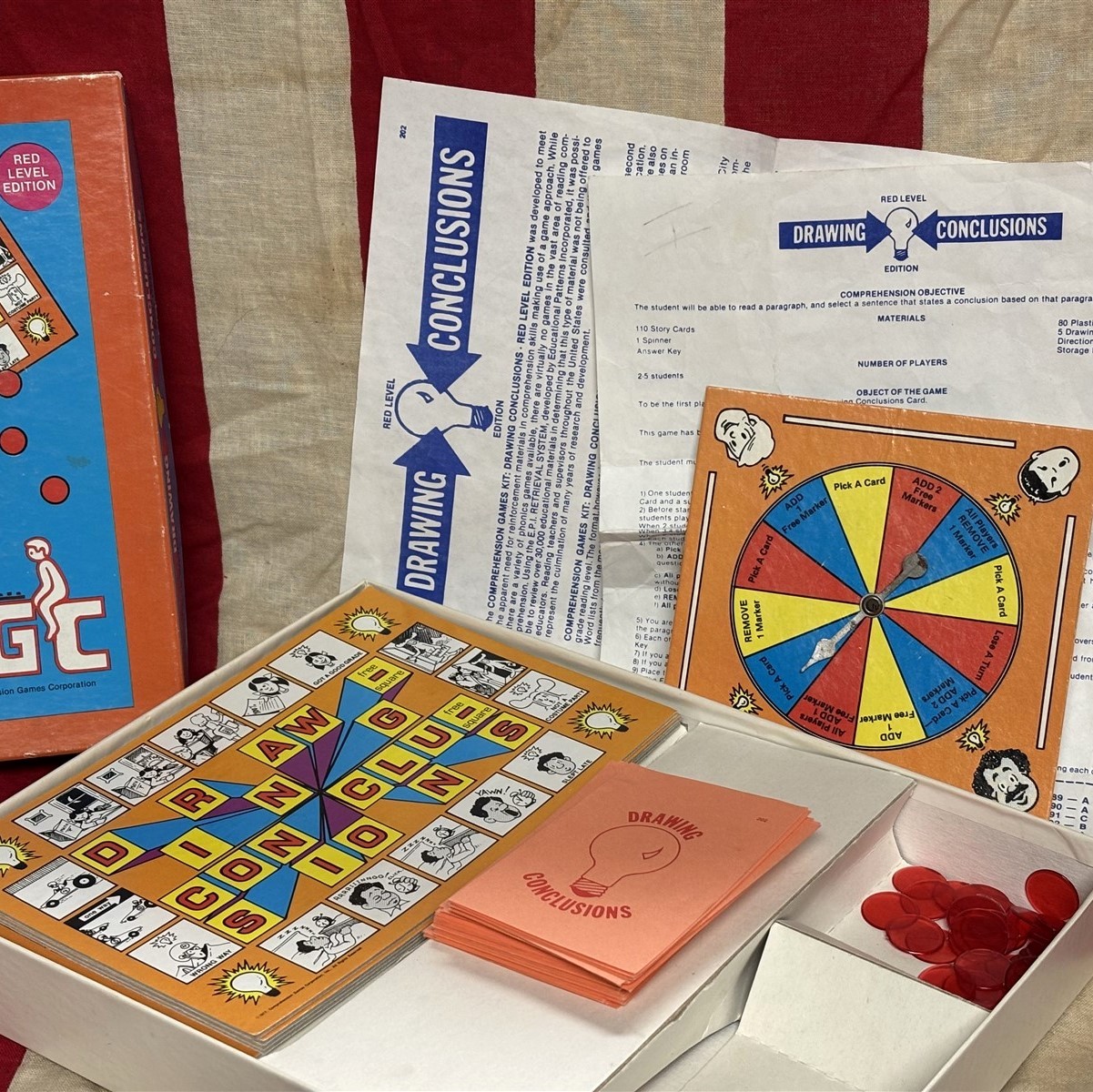 DRAWING CONCLUSIONS Comprehension Games Kit board game Red Level Edn 1979 CGC
