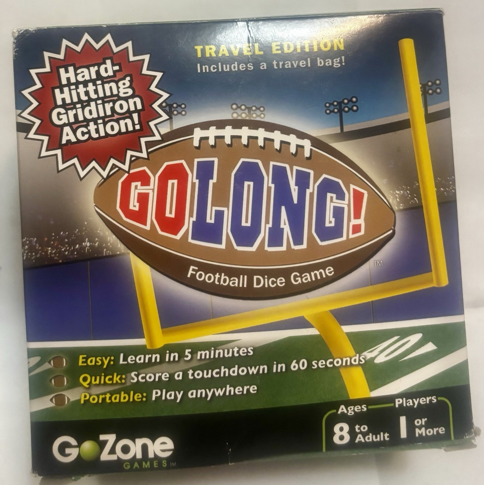 Go Long Football Dice Game Travel Edition By GoZone Games Easy Quick & Portable