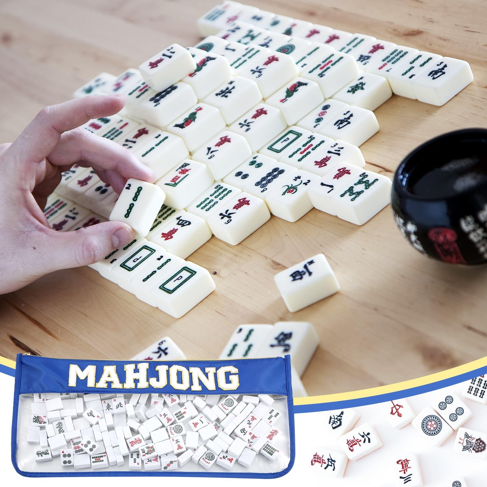 1 PCS American Mahjong Bag – Empty Mahjong Tiles Bag Only with Zippered & Let…