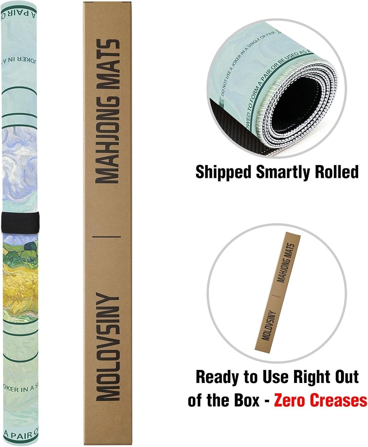 Molovsiny Mahjong Mat With Van Gogh Golden Field Design – Portable Vinyl With Ca