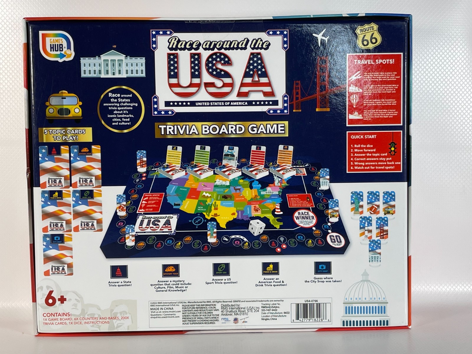 Race Around the USA Trivia Board Game GamesHub 2022 NEW Sealed Geography Fun