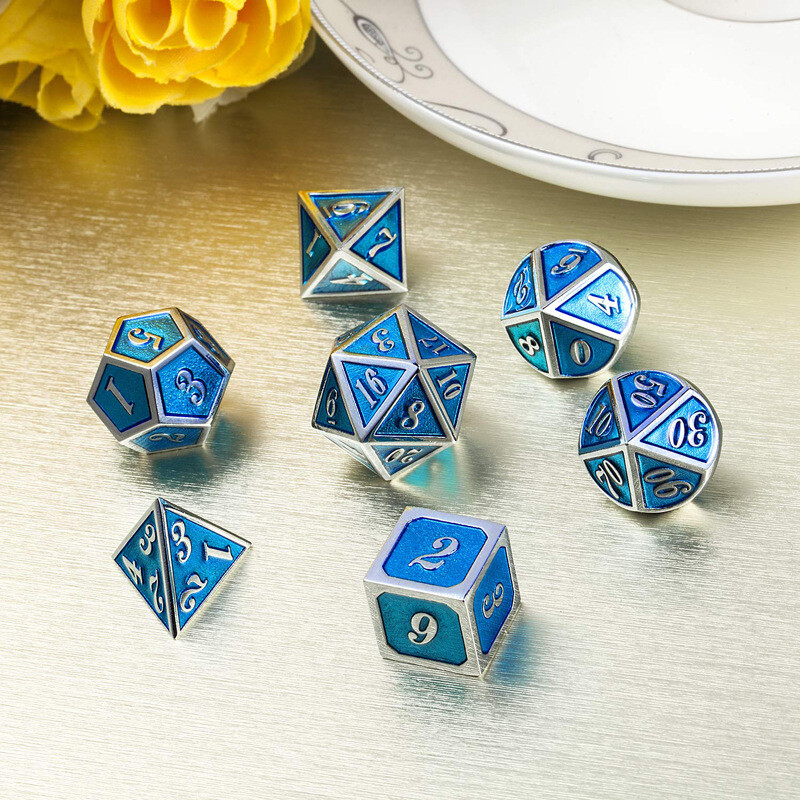 7pcs Polyhedral Metal Dice Sets For Role Playing Game RPG