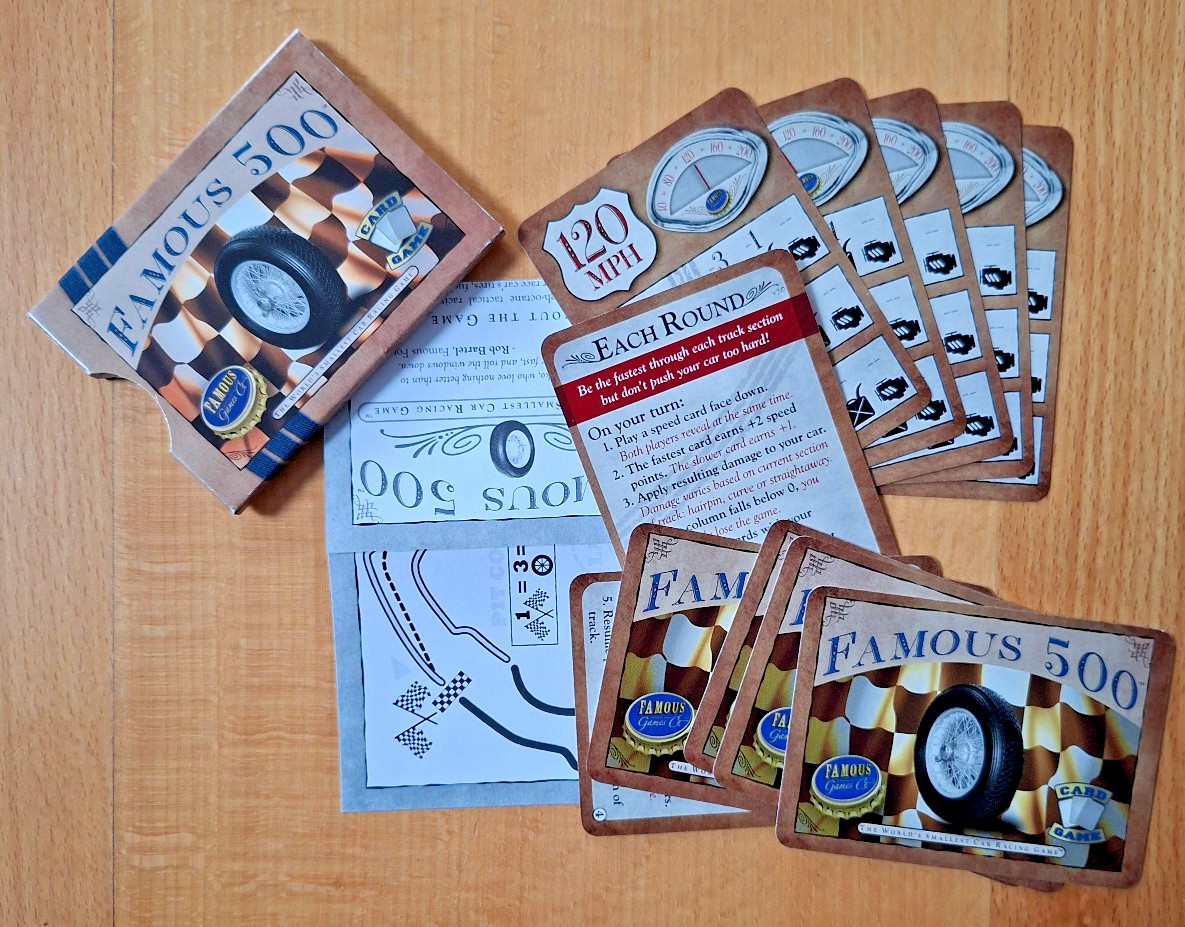 Famous 500 – Car Racing with Cards – World’s Smallest Sports Games – Unplayed