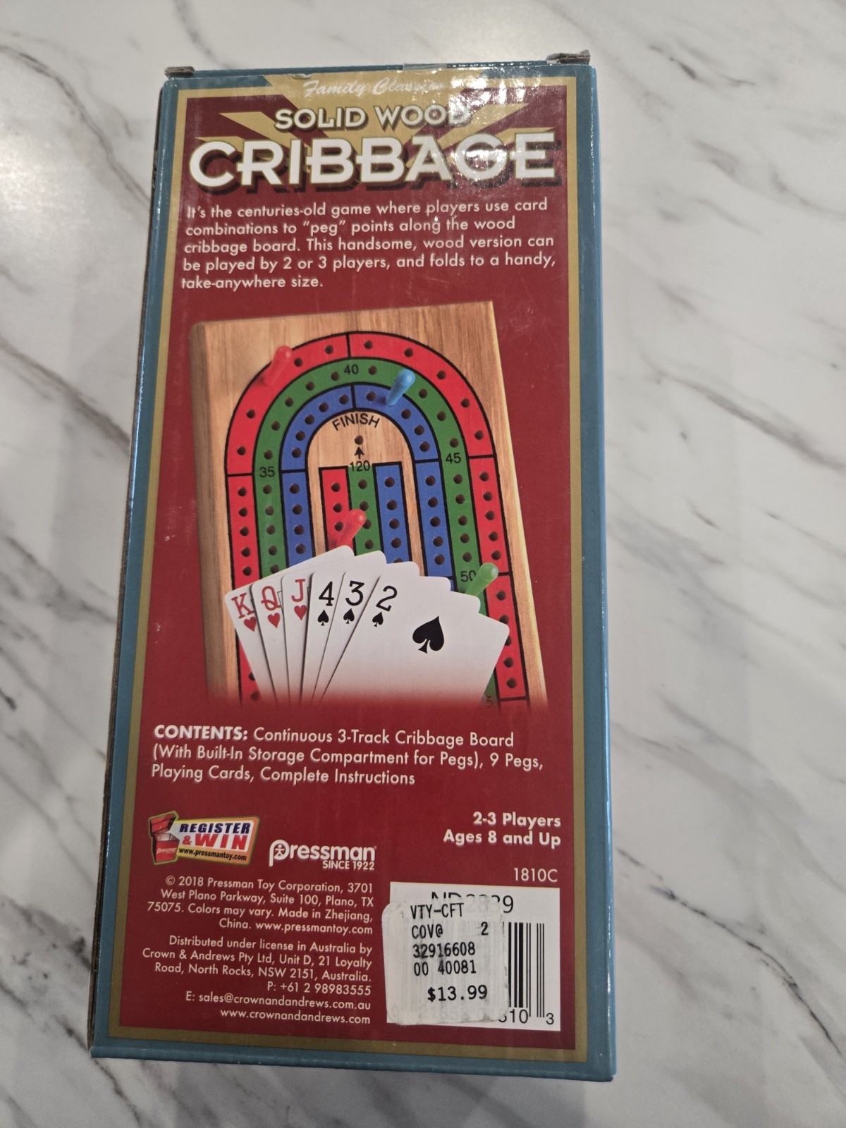Pressman Solid Wood Cribbage Board Game