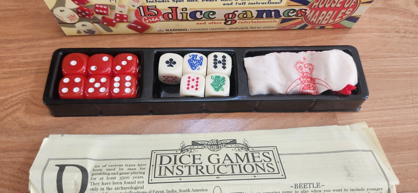 House of Marbles 15 Dice Games. New open box Spot Dice, poker dice, instructions