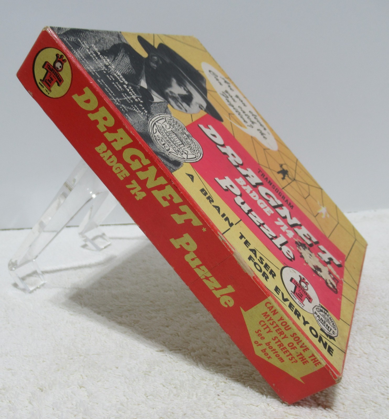 DRAGNET BADGE #714~BRAIN TEASER PUZZLE~VINTAGE 1955~TRANSOGRAM CO.
