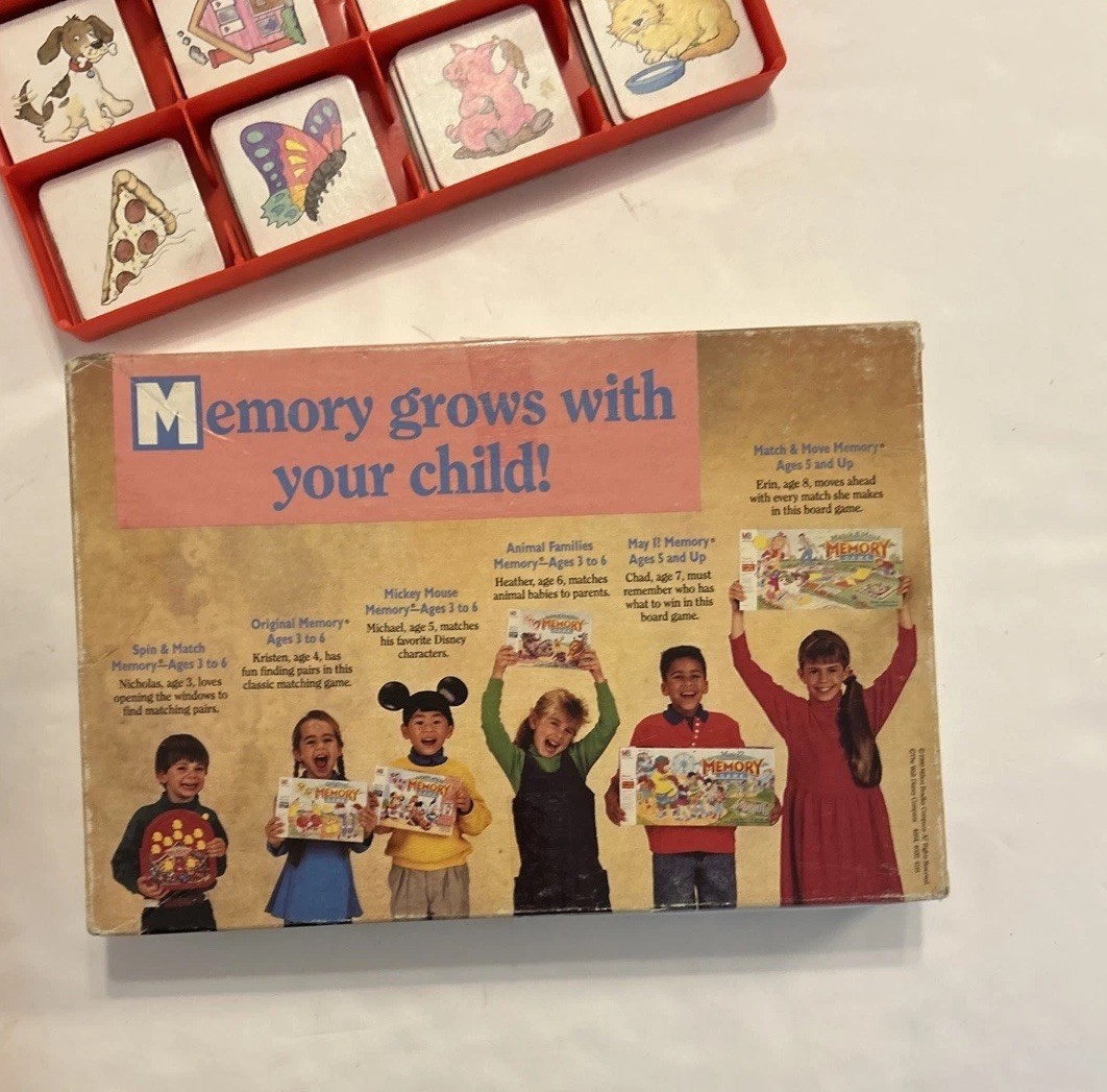 Vintage Kids Board Game 1990 Milton Bradley Original MEMORY Game