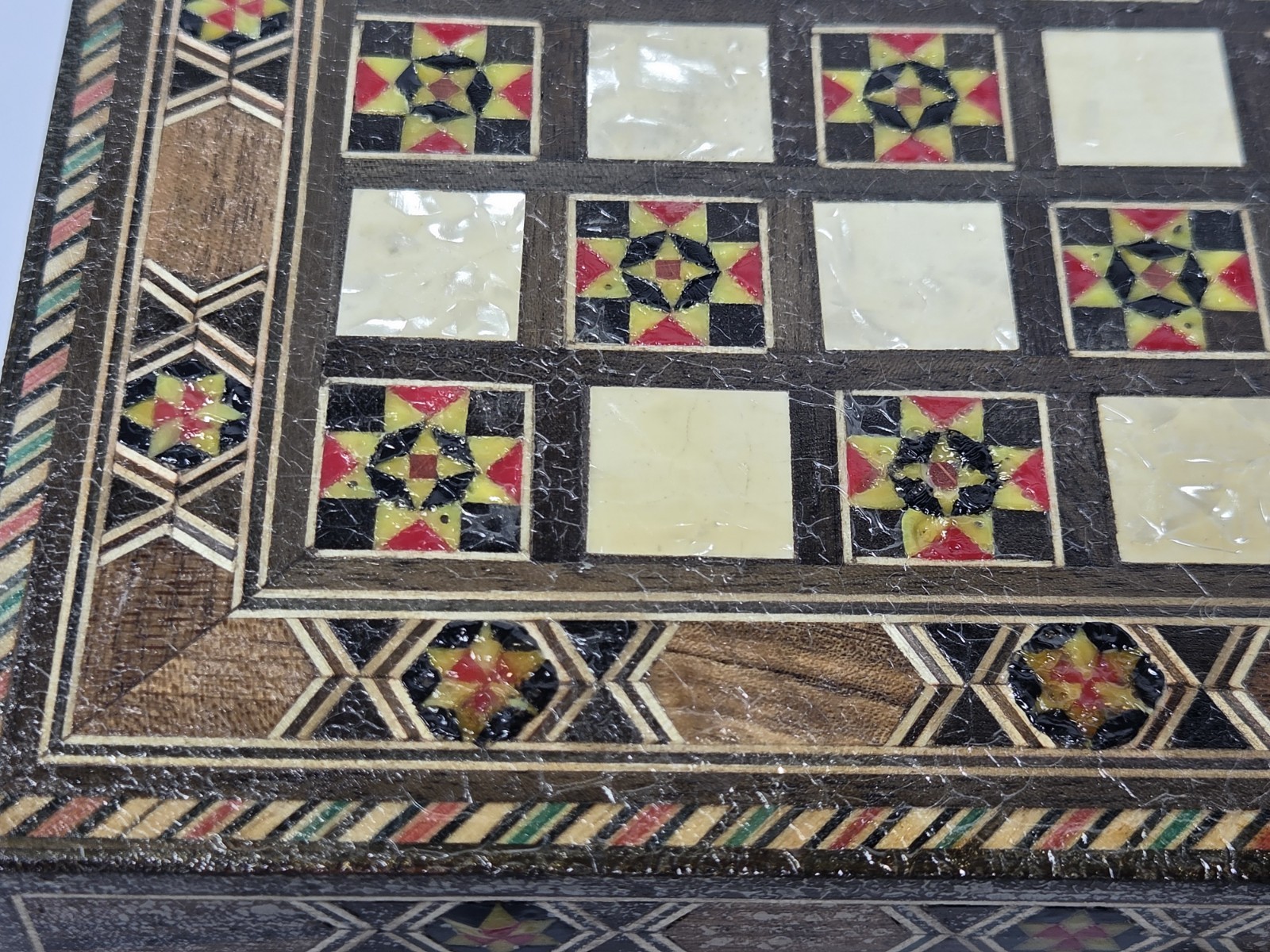 Lebanese Backgammon And Checker Board Set With Mother Of Pearl/Walnut Inlays