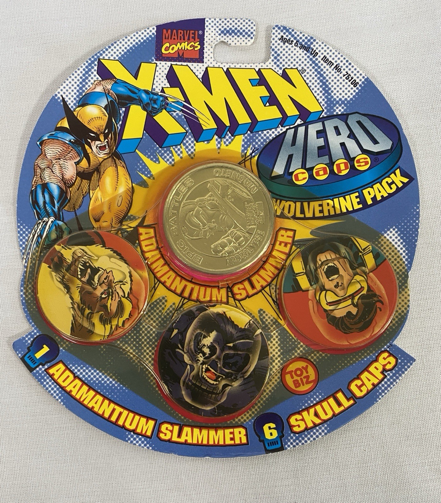 Vintage 1995 Toy Biz Marvel X-Men Hero Caps Wolverine Pack pogs
