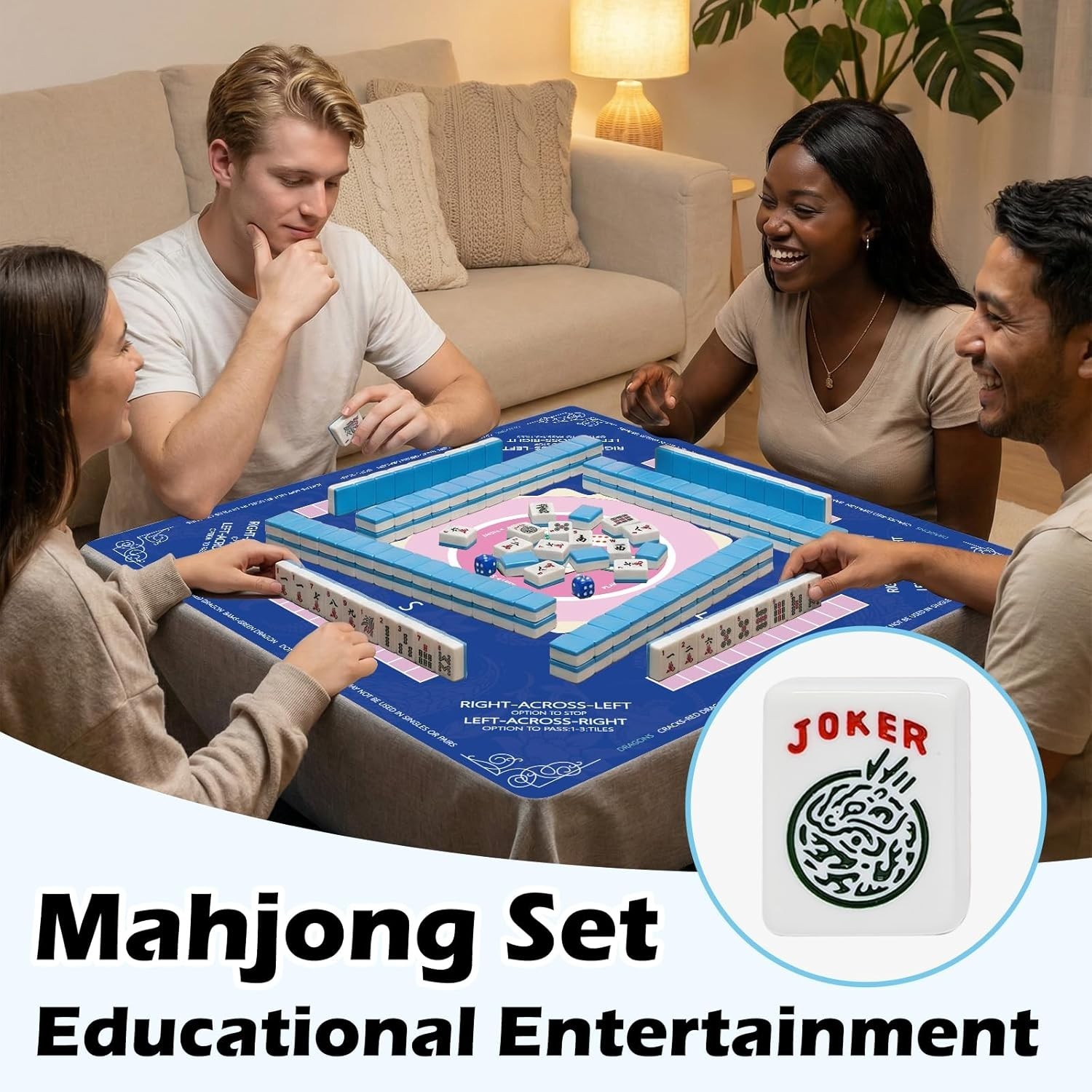 American Mahjong Tile Set with 166 Tiles, 1.2-Inch Mah Jongg Sets, Mahjong Gift