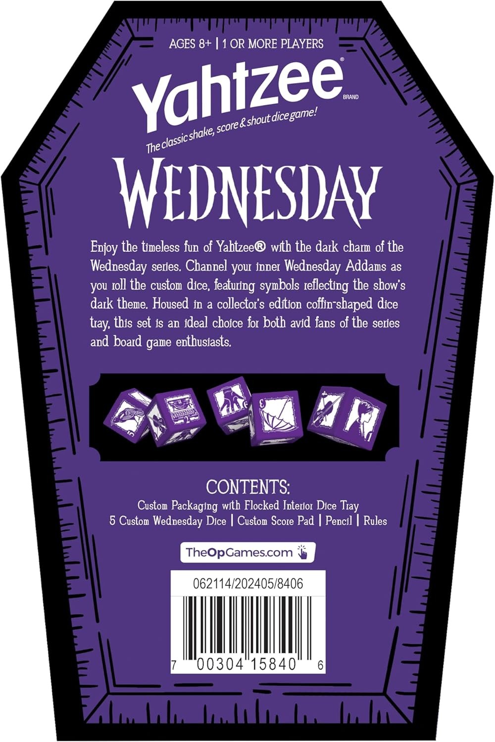 Wednesday Edition Yahtzee Dice Game