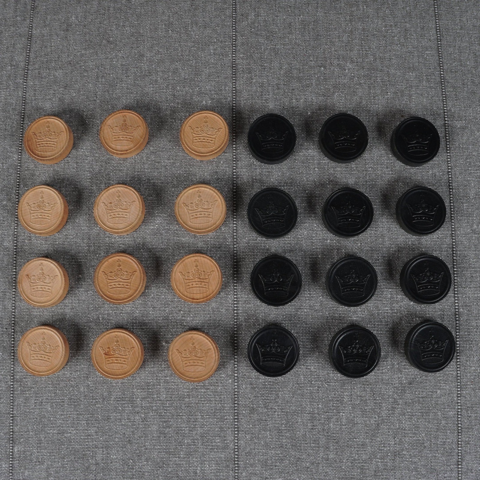 Vintage Wooden Checkers 24 Piece Set Hal Sam Made in USA Embossed Wood Game Box