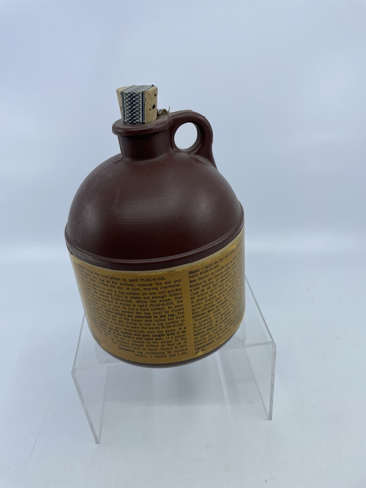 VINTAGE 1969 Parker Brothers PLUG-A-JUG Game #8 WHISKEY JUG with CORK ~ USA