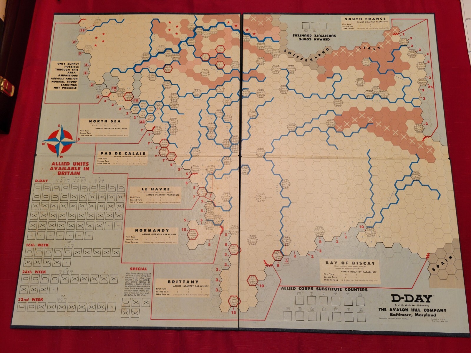 1961 Avalon Hill D-Day 508 World War II Board Game Realistic Tournament Complete