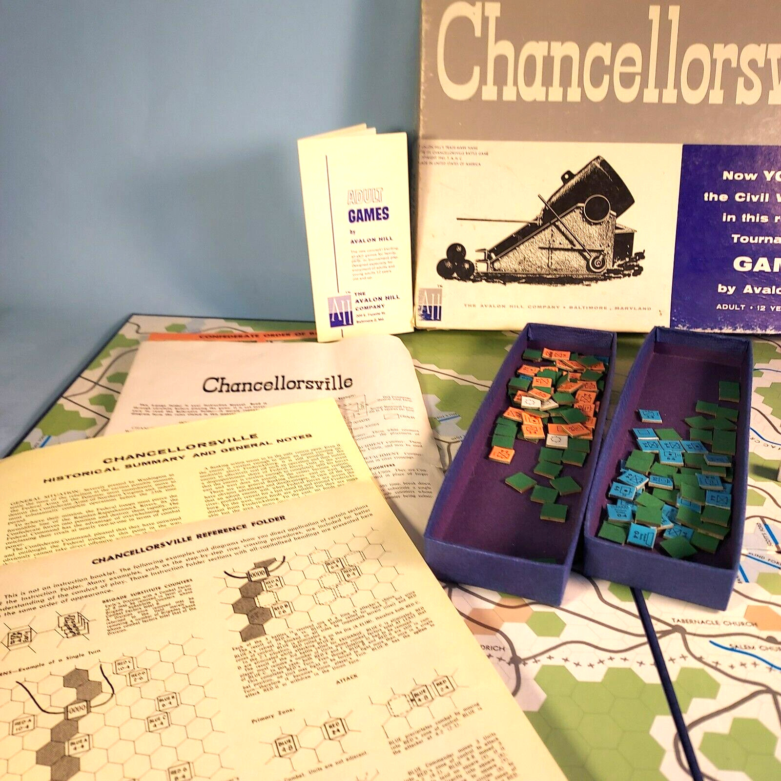 CHANCELLORSVILLE Civil War Battle Game Avalon Hill 1961 Excellent