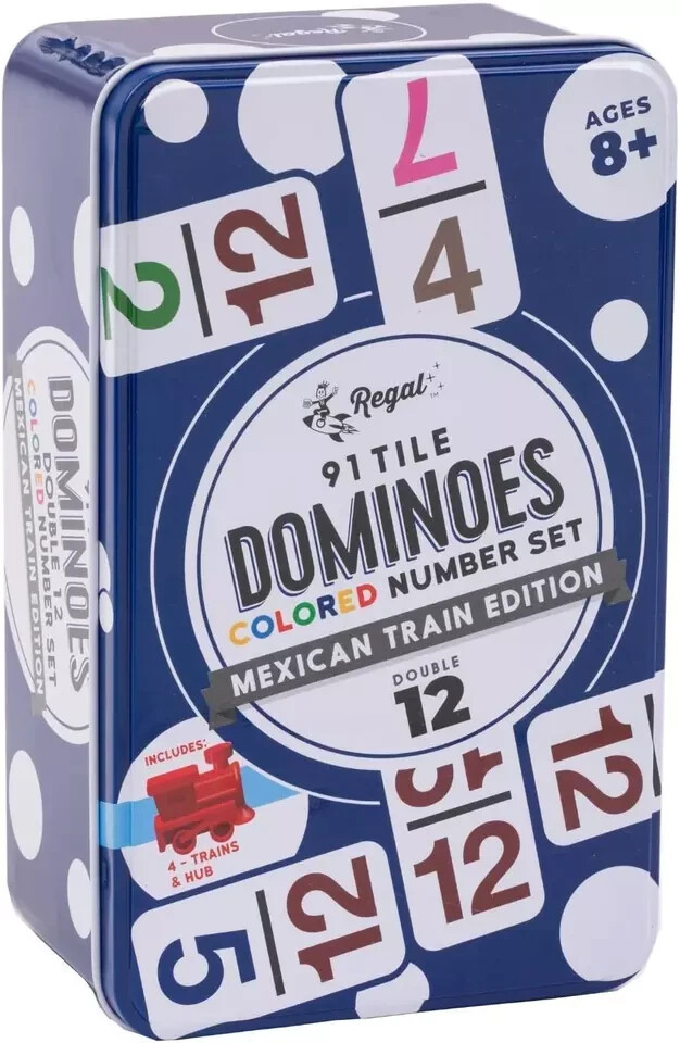Mexican Train Dominoes Set for Adults – Double 12 Dominoes with 91 Numbered Domi