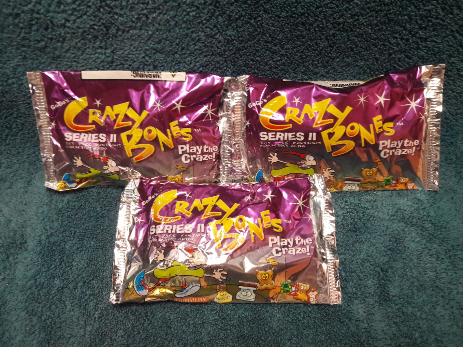 3 Lot GOGO’s CRAZY BONES “SERIES 2” RAREST SEALED FOIL PACK VERSION “THINGS”
