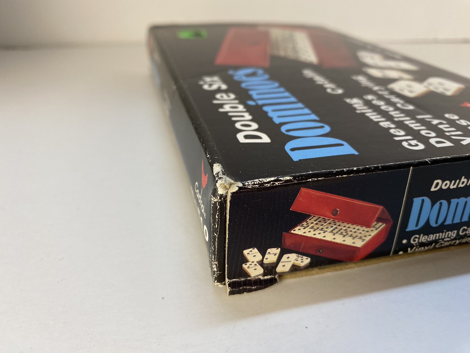 Dominoes Cardinal 28 Ivory White Pieces w/ Red Vinyl Case, instructions, box~Vtg