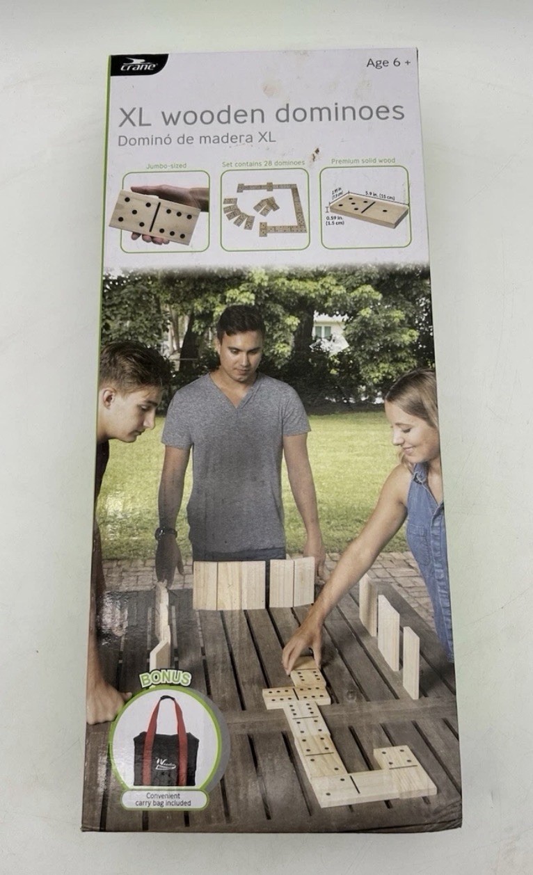 Crane XL Wooden Dominoes with Bonus Carry Bag – Brand New!!