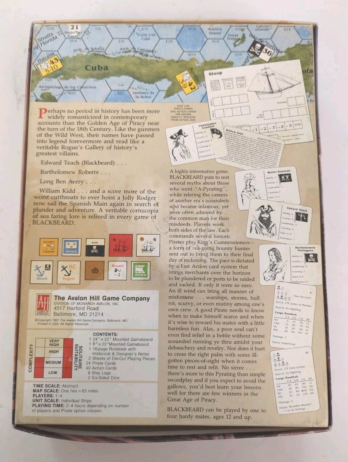 Blackbeard Board Game Avalon Hill Game Company