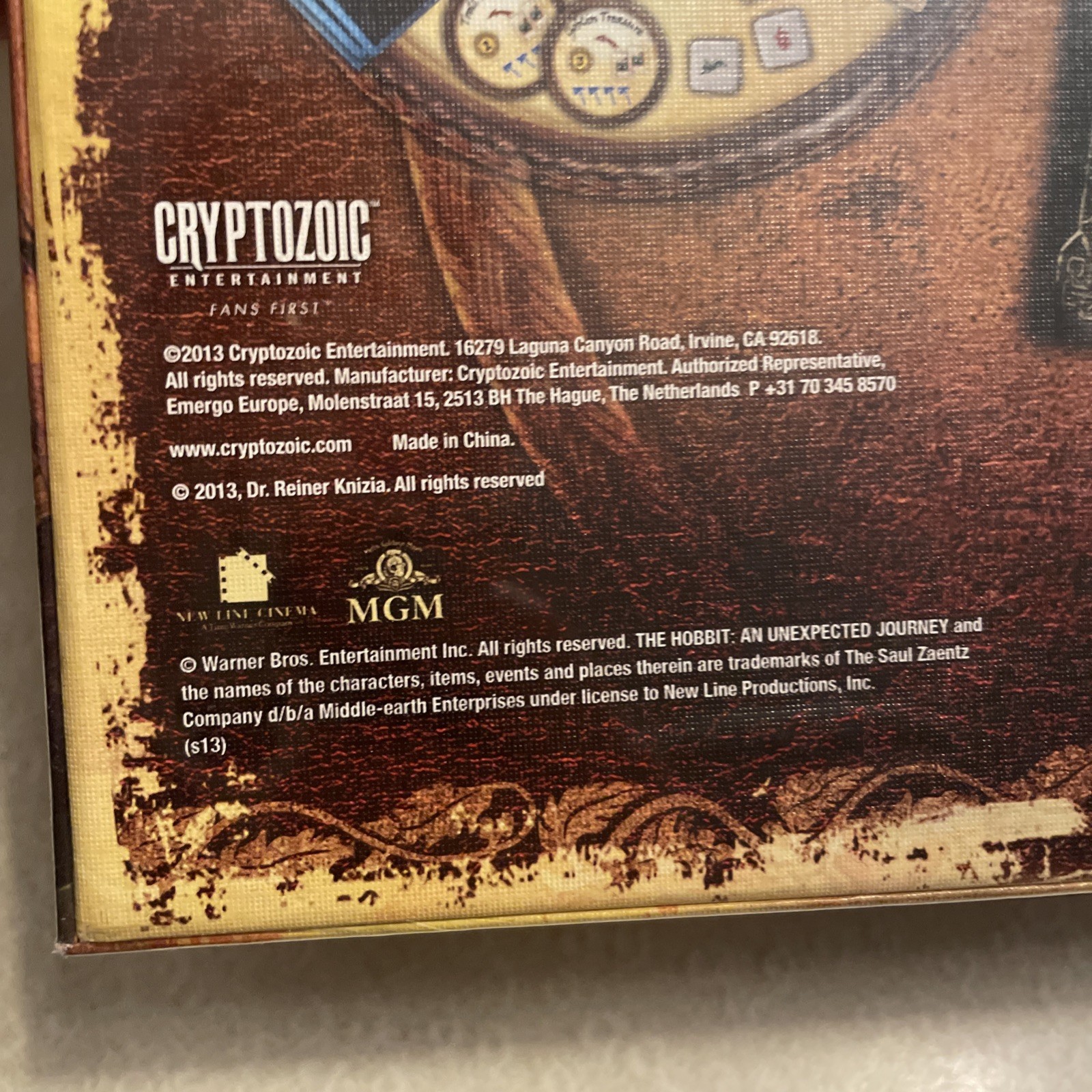 2013 The Hobbit An Unexpected Journey Board Game Cryptozoic BRAND NEW Sealed