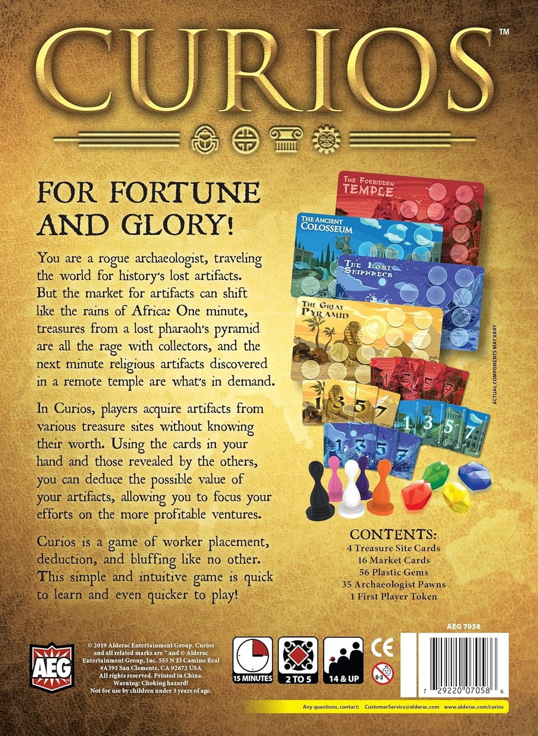 Curios Board Game AEG Complete 2-5 Players Deduction Archaeology Card Game