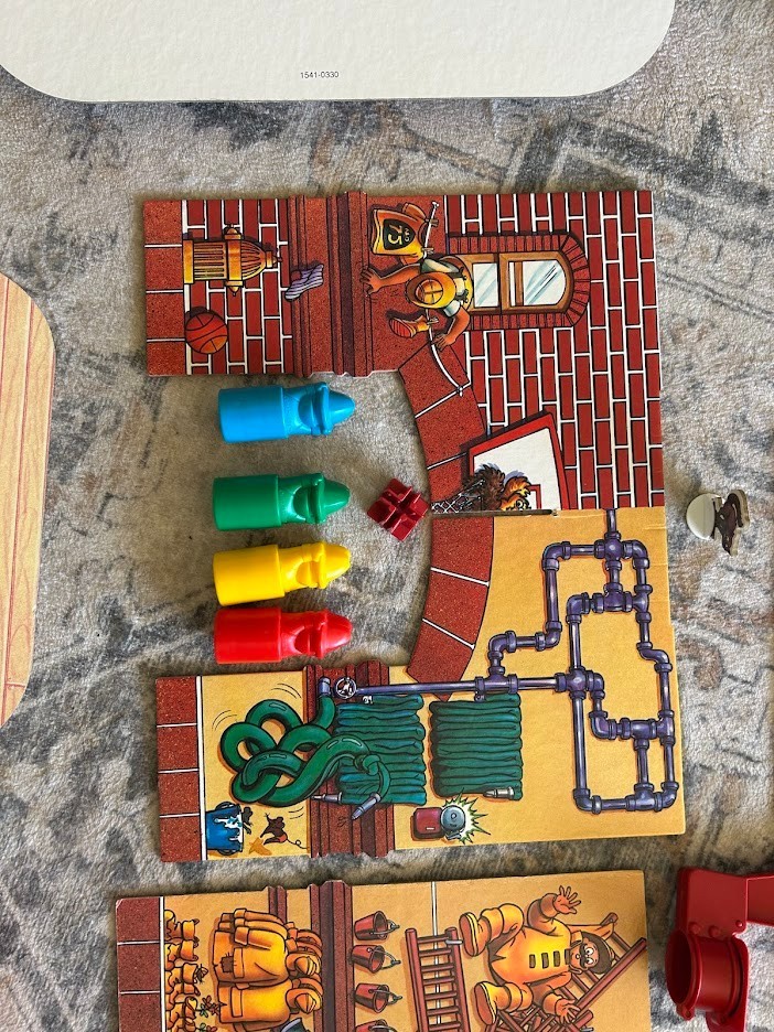 Oops & Downs Firehouse Full of Fun Board Game 1992 Mattel Missing 1 Piece (tube)