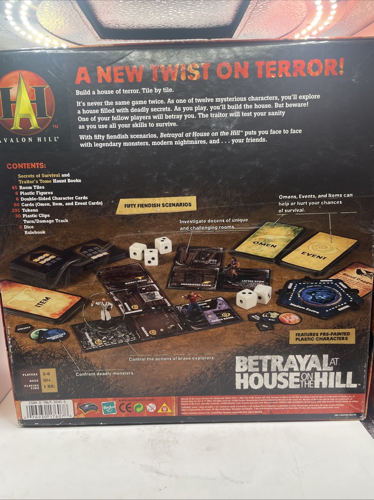 Betrayal at House on the Hill Board Game – Incomplete – Parts & Pieces Only