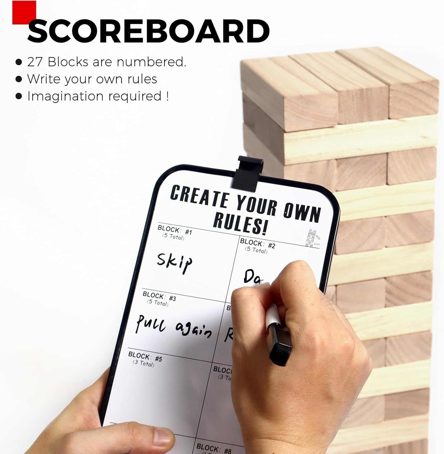 Outdoor Tower Game: 54 Large Stacking Blocks with Carry Bag & Scoreboard