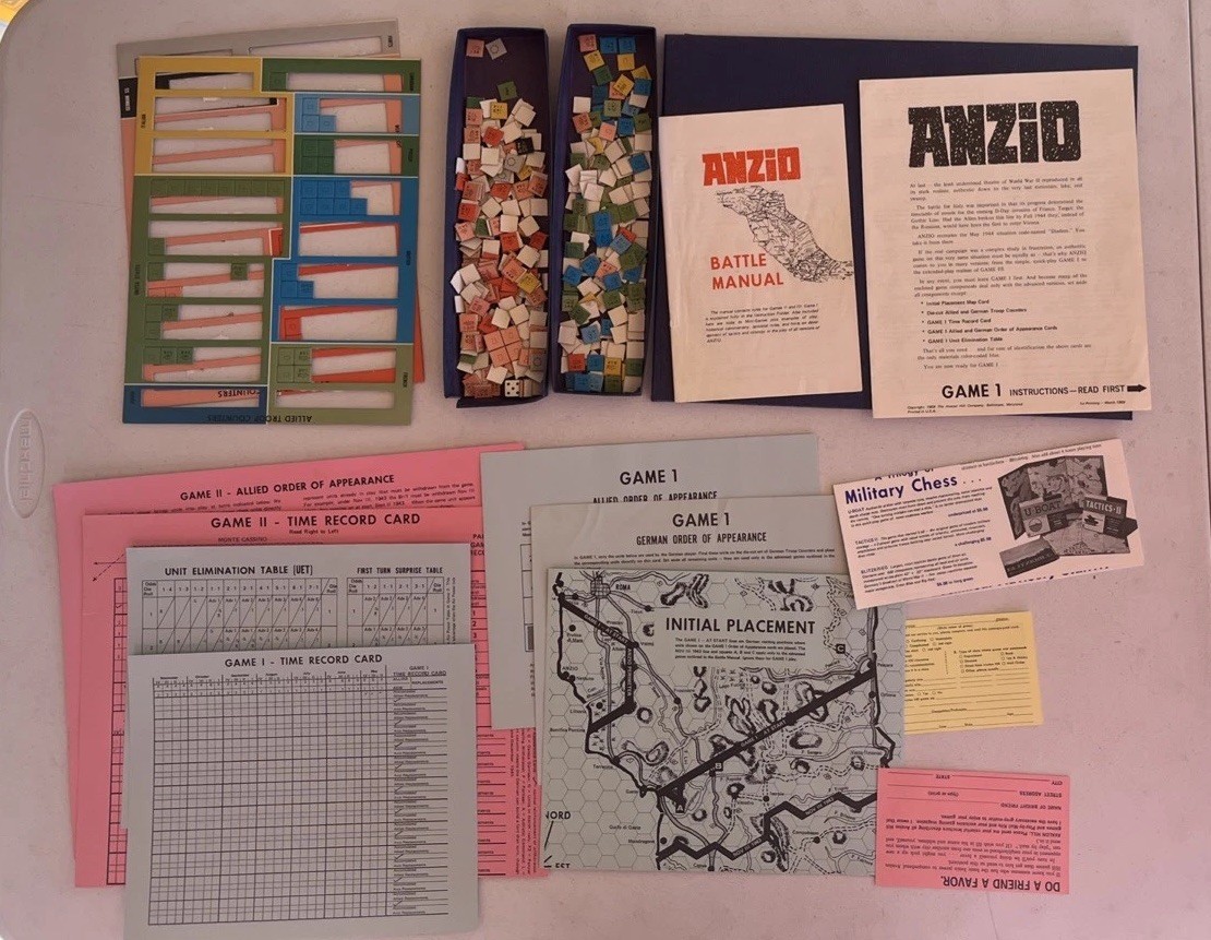 VTG Lot of Avalon Hill Anzio Italy 1969 & Waterloo Napoleonic Campaign Game 1962