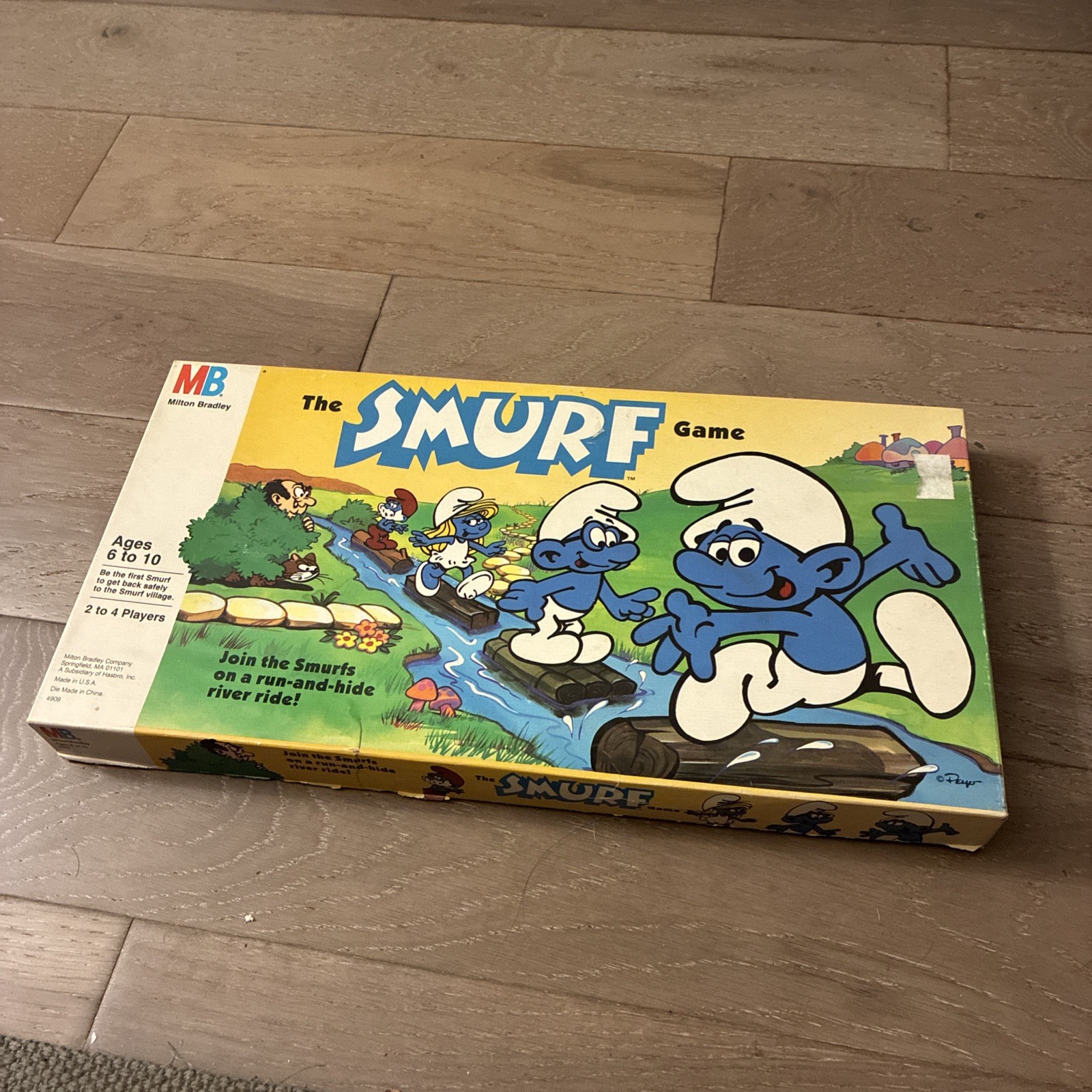 Vtg 1988 Milton Bradley The Smurf Game Board Game Complete Run & Ride River Ride