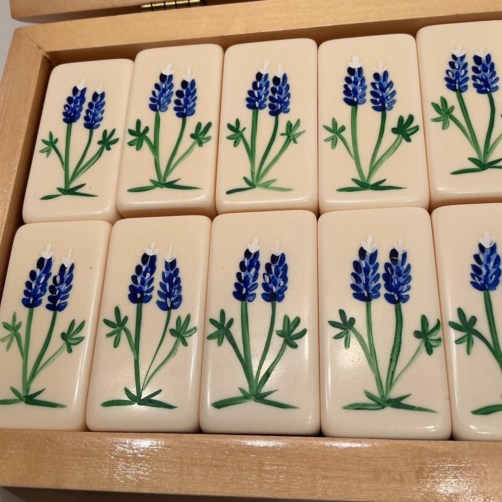 HANDPAINTED TEXAS BLUEBONNETS Extra Thick DOMINOES Texas Imagineering