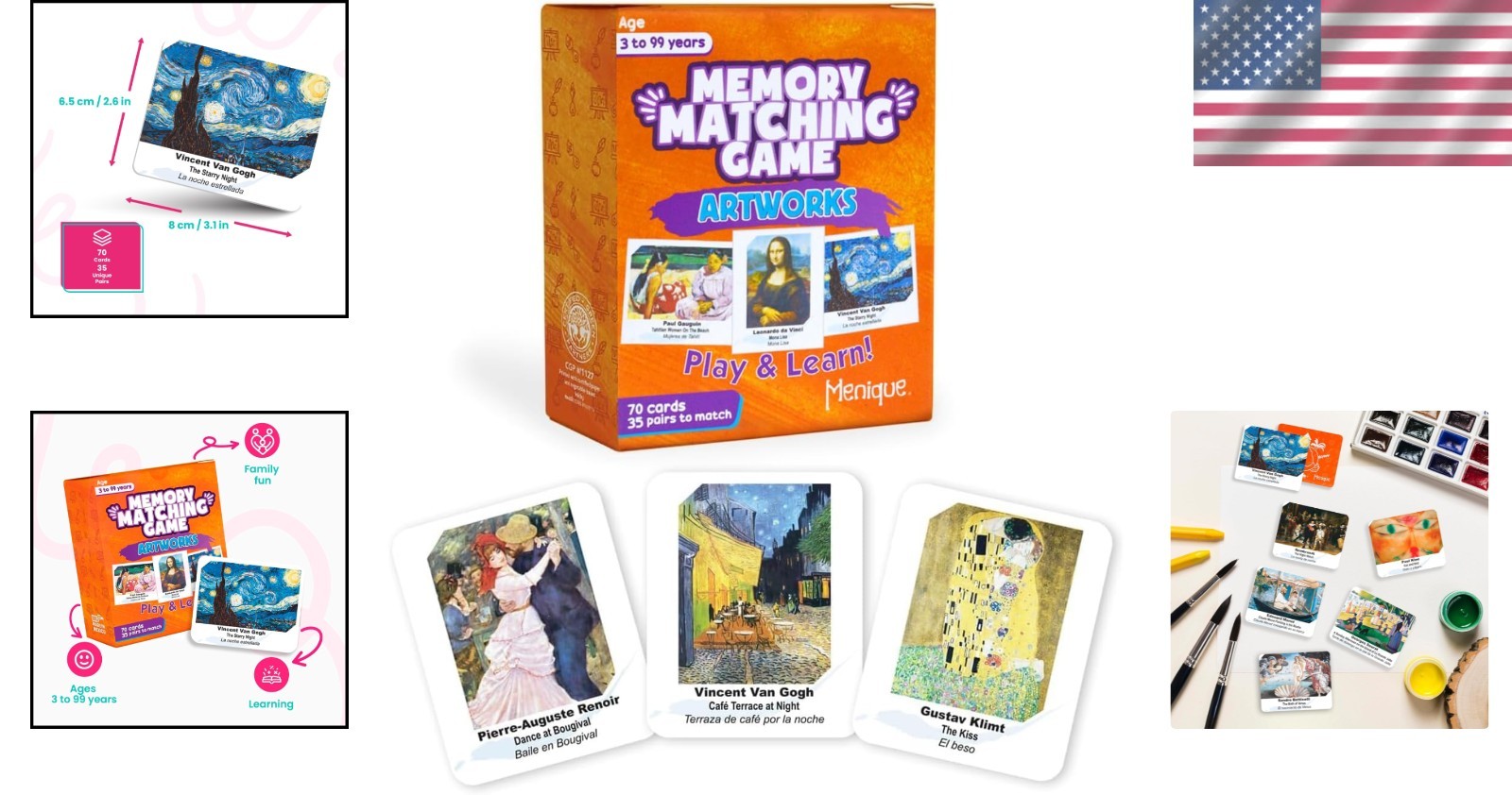 Eco-Friendly Memory Matching Game with 70 Famous Paintings – Play & Learn!