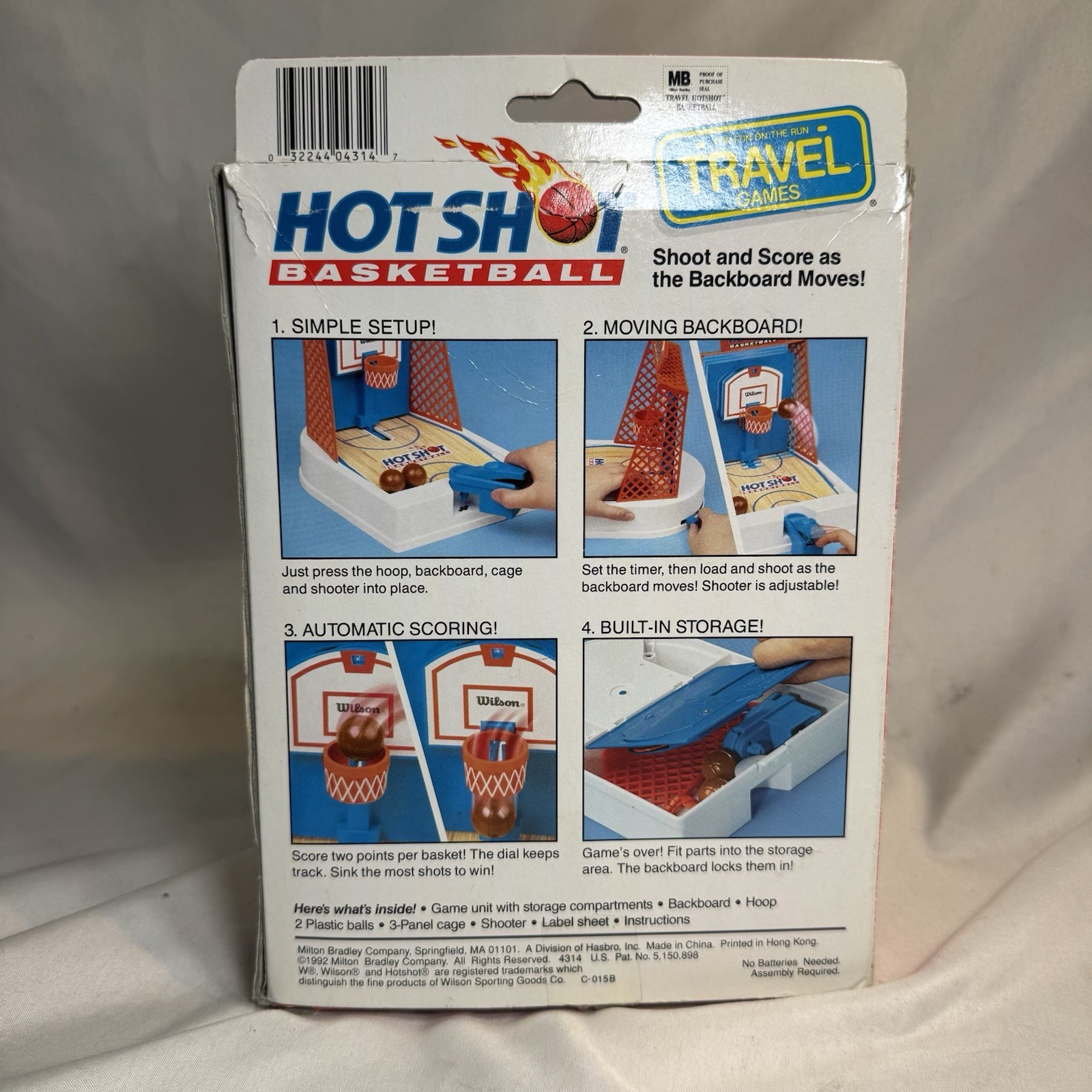 Vintage 1992 Milton Bradley Travel Hot Shot Basketball Game w/ Box