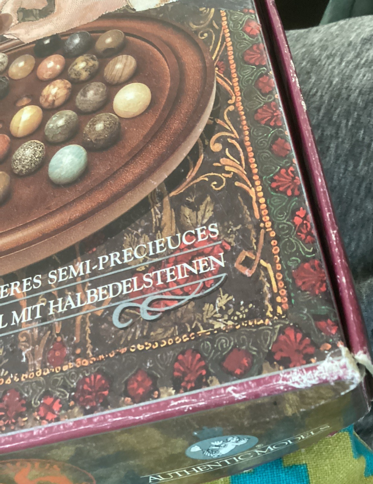 Authentic Models Semi-Precious Solitaire Game 36 Handmade Marbles In Box