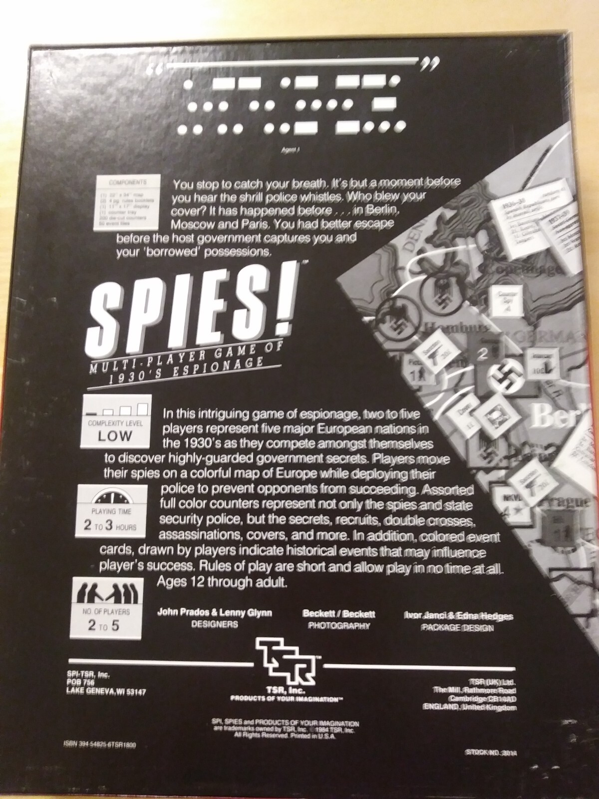 Spies!-TSR-Multi Player game of 1930’s Espionage-Unpunched-Complete-Excellent