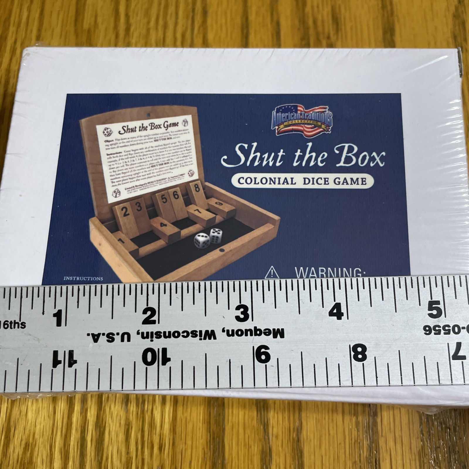 Shut the Box Colonial Dice Game Wood Mini Game New Sealed Gift