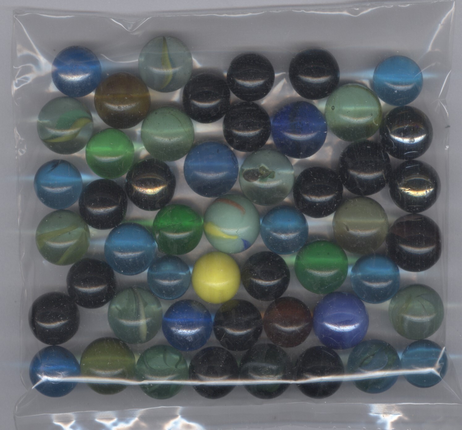 50 Miscellaneous Glass Marbles – Mixed Colors & Styles