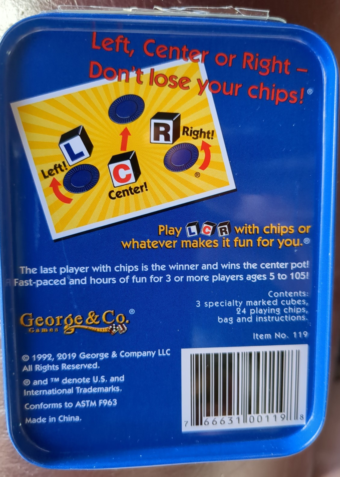 LCR® Left Center Right™ Dice Game – Blue Tin Best For Families who love games!