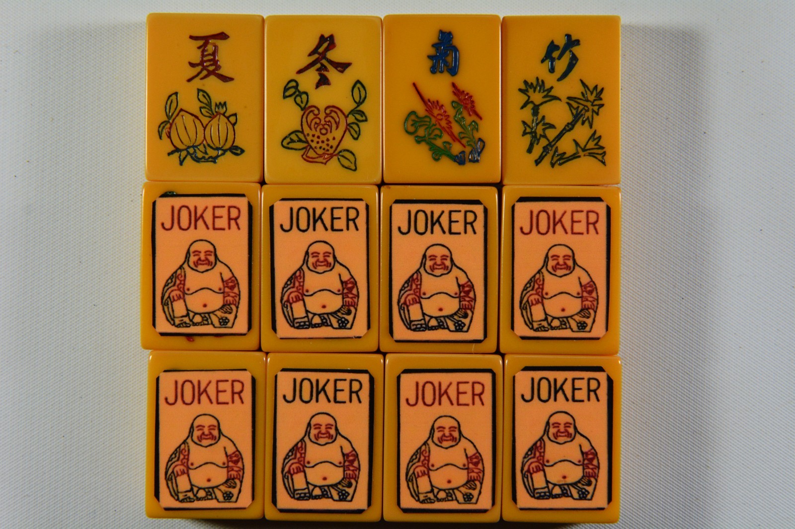 Fine OLD 156 Tile Chinese Mahjong Game Bakelite Butterscotch Mah Jongg Rack Case