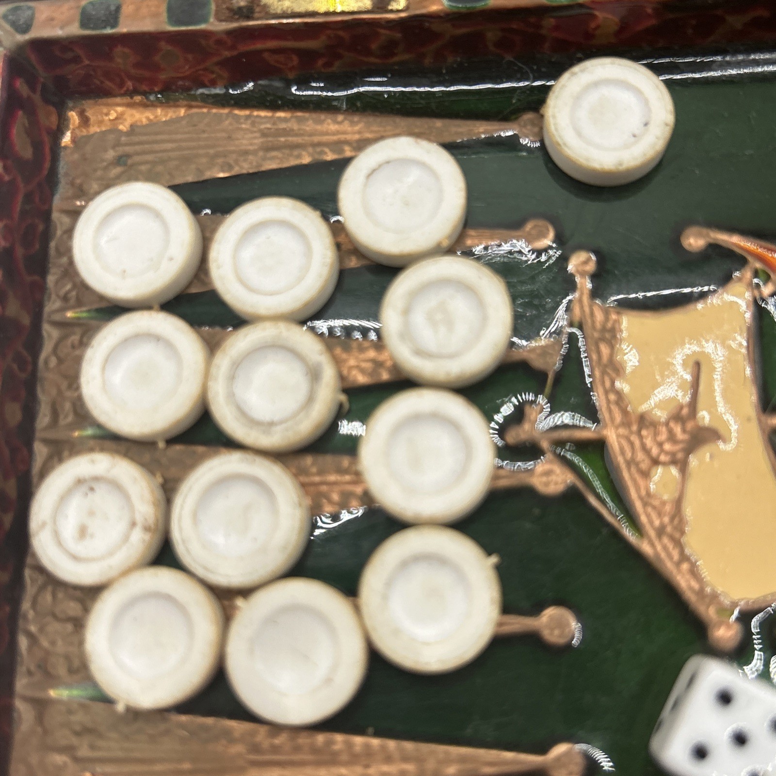 Vintage Ornate Backgammon Set in Decorative Box